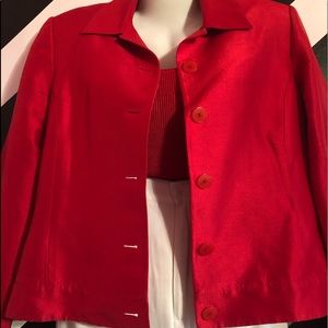 Linda Allred For Eileen Fisher Red Suit Jacket & Shell
